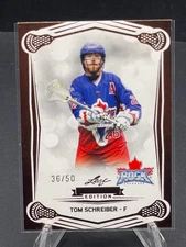 TOM SCHREIBER 2025 LEAF NATIONAL LACROSSE LEAGUE NLL ROSE GOLD #91, SN 36/50