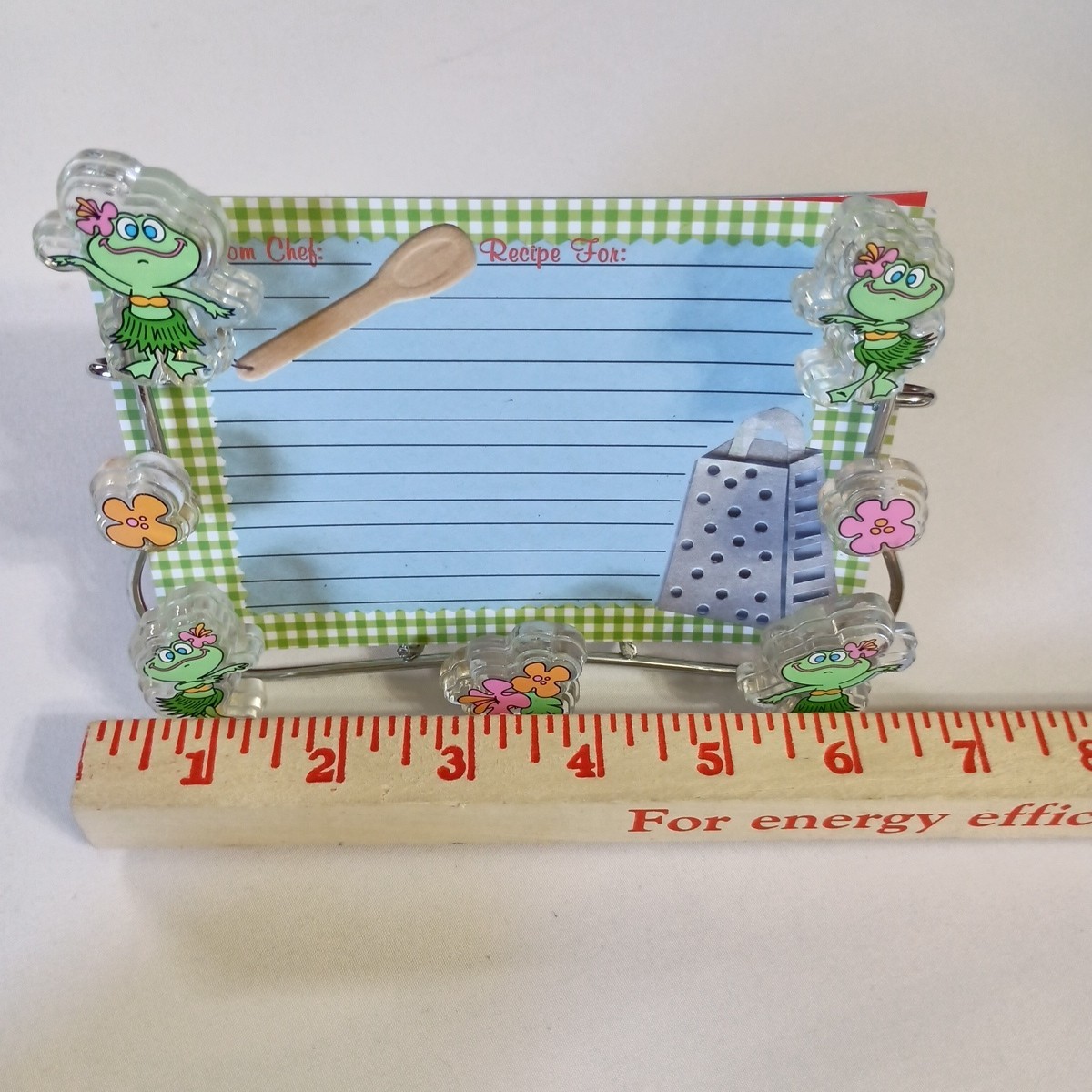 Decorative Frogs Chrome Metal Recipe Card Holder Display Stand