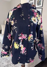 Joules Right As Rain Waterproof Navy Floral Raincoat Jacket  Size US 8