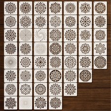 50 PCS Craft Paint Stencils 4 Inch Reusable Plastic Mandala Templates For DIY
