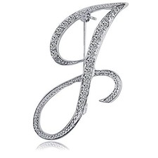 Letter Brooch Pins Initial Rhinestone Brooch for Women Crafts Silvery Silver J