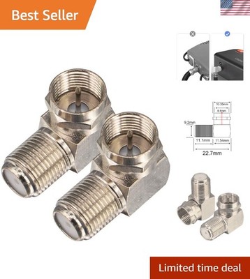 Compact 90 Degree Coaxial Adapter, F Type 2 Pack for Effective Cable Management