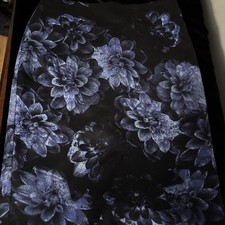 ANN TAYLOR DARK NAVY BLUE FLORAL COTTON STRAIGHT PENCIL SKIRT SZ 4