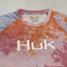 Huk Shirt Mens Large Tie Dye Orange Purple Long Sleeve Fishing Performance