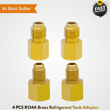 4 PCS R134A Brass Refrigerant Tank Adapter to R12 Fitting Adapter Vacuum Pump...