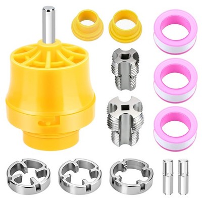PVC Thread Maker + Pipe Threader Plumbing Tool w/ 3 Dies Tape for Electric Drill
