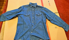 Wrangler Western Pearl Snap Vintage Denim Shirt 16.5 34 Great Condition