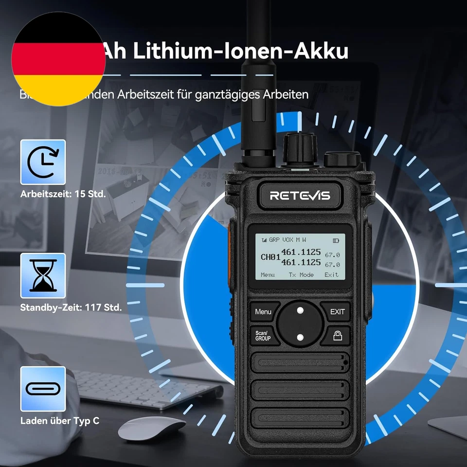 Retevis RT86S Walkie Talkies Mit Großer Reichweite, Profi Funkgeräte Nächsten Ge - Bild 4 von 4