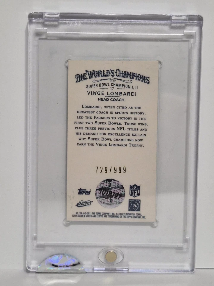 2011 ETOPPS Allen & Ginters Super Bowl Champions Vince Lombardi Card 729 / 999 - Image 2 of 4