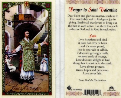 Prayer To Saint Valentine Holy Card Love Is Patient Kind And Protects Perseveres Ebay
