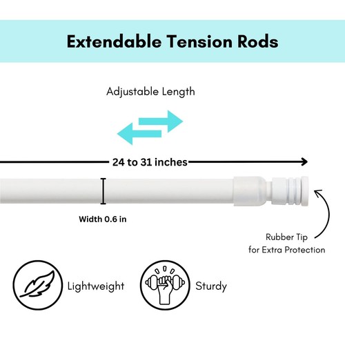 Adjustable Tension Rod - Perfect for Lightweight Voile Curtains - Easy Setup - Picture 39 of 57