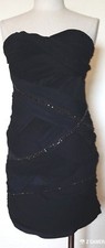 Alice + Olivia Black Beaded & Roused Halter Mini Dress Size 4