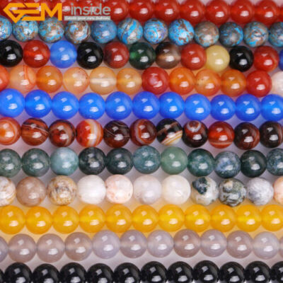 Wholesale Spacer Beads 15'' Natural Round Gemstone 6mm 8mm 10mm Jewelry Making