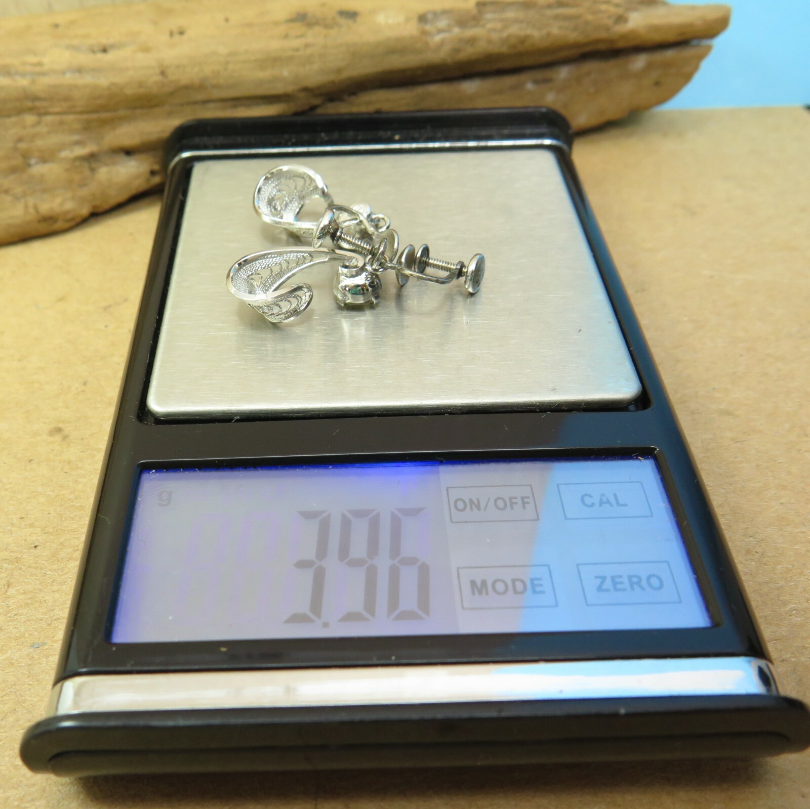 Vintage Rhinestone Loop Dangle Earrings Sterling … - image 9