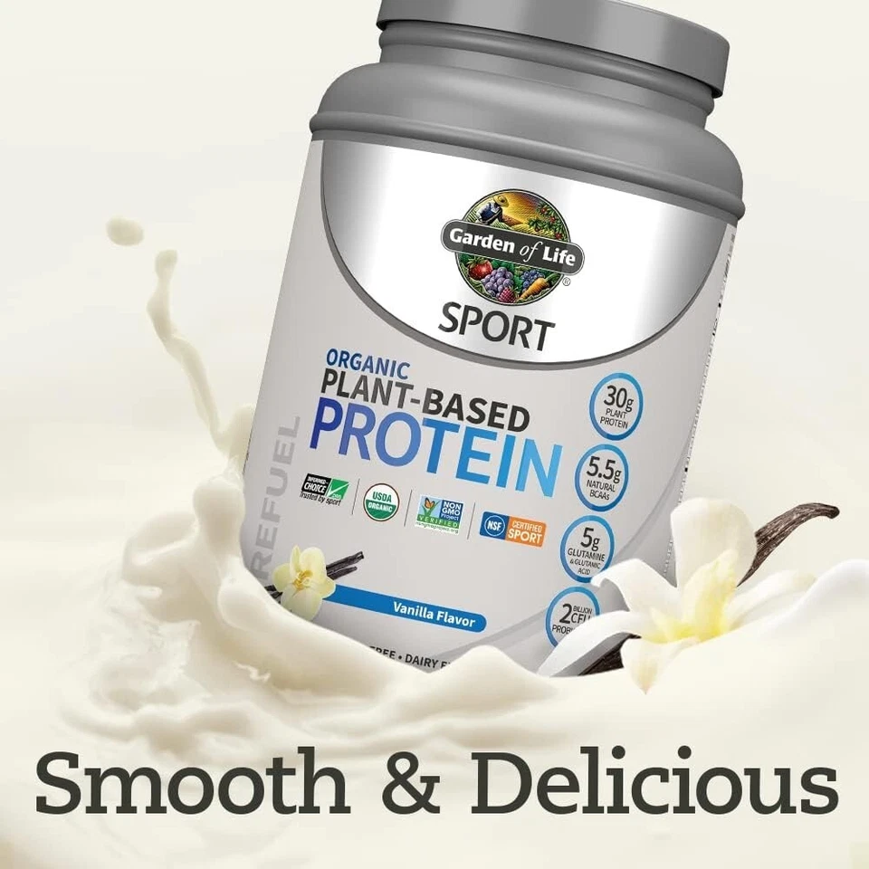 Organic Vegan Sport Protein Powder, Vanilla Probiotics, BCAAs 30g Plant Protein - Image 4 of 4