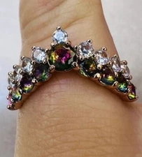 Ring Bomb Party Sz6 RBP Cluster Rainbow Gems Yellow Gold P Band Costume Jewelry