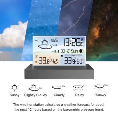 Weather Station Forecast Digital Temperature Monitor Transparent Glass Screen M