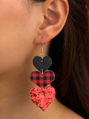 Adorable     Triple Heart Connected Drop Dangle Earrings Gold   NWT    LQQK 