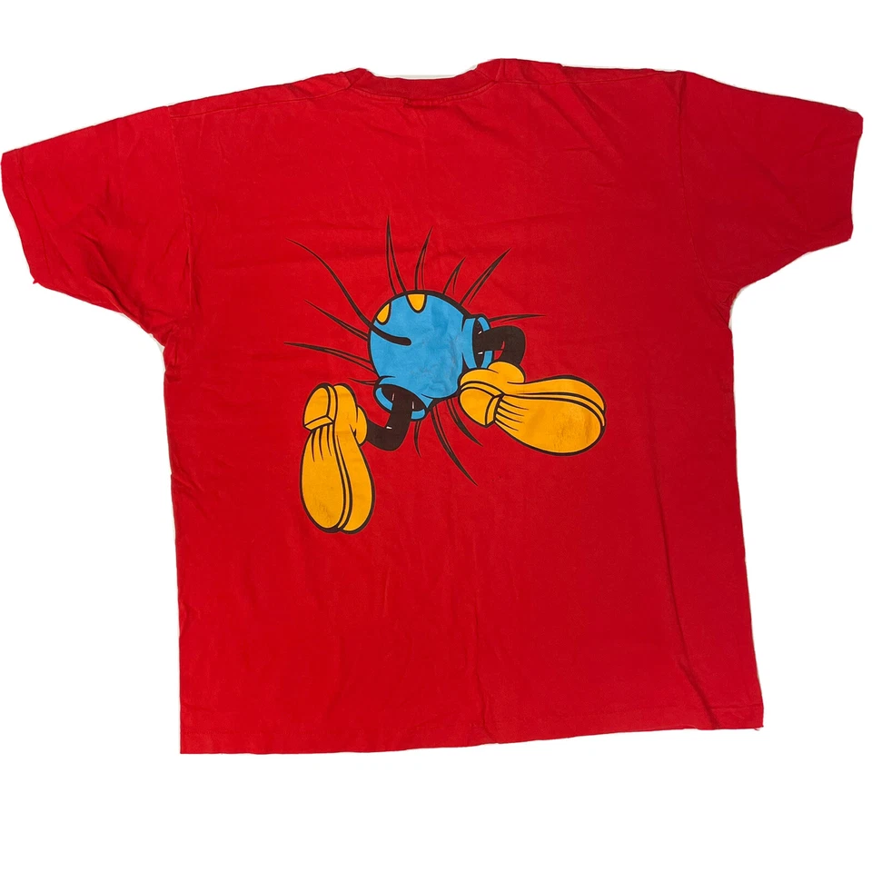 Camiseta De Colección Años 80 90 Walt Disney Mickey Mouse Roja DELANTERA TRASERA Estampada 3XL Foto 2 de 4