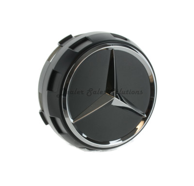 Genuine Mercedes Chrome Black Wheel Center Cap Hub Matte 75mm OEM 