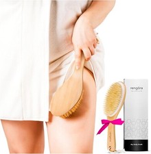 Dry Body Scrubbing Brush Natural Boar Bristles Scrub Wooden Handle Exfoliate