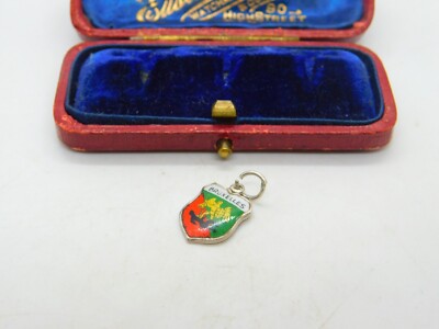 Sterling Silber und farbige Emaille Reise Schild Charm ''Brüssel'' Vintage um 1970