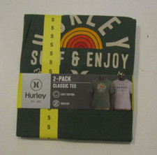HURLEY Graphic  Crew T-Shirt 2-Pack Green Gray Size S Small Mens NWT