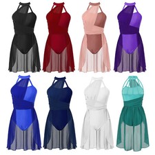 Women Dance Dress Jumpsuit Costume Contemporary Ballet Mesh Leotard Lyrical