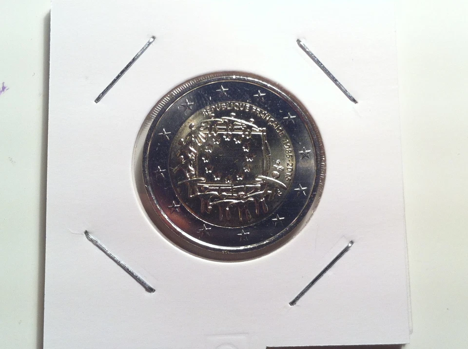 2 EURO FRANCE 2015 30 ANS DRAPEAU EUROPEEN COMMEMORATIVE NEUVE - Photo 1/1