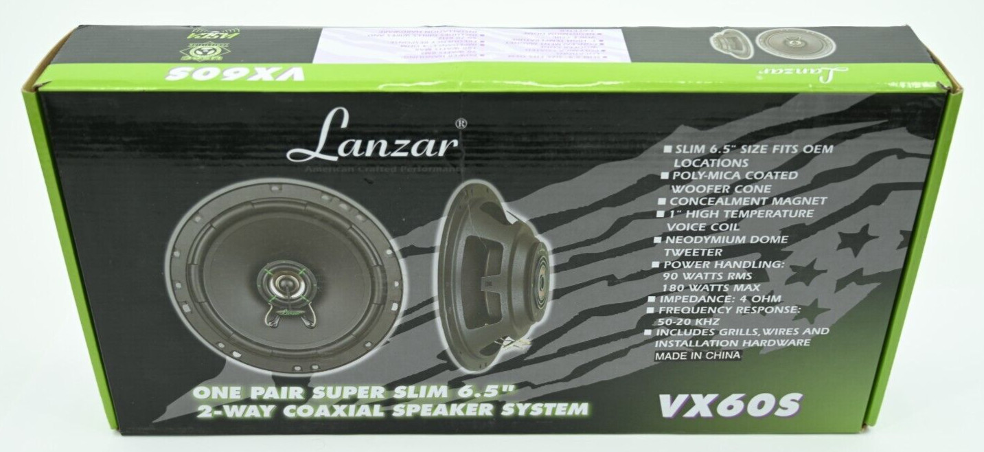 Lanzar VX60S Pair Super SLim 6.5" 2-Way Coaxial Speaker Syst