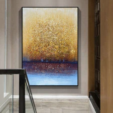 Wall Art Abstract Oil Painting Hand-painted Wall Art Decorative Painting Golden