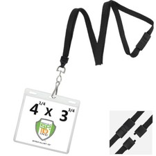 2 Pack - 4x3 Vaccination Card Holder - Badge Protector with Breakaway Lanyard