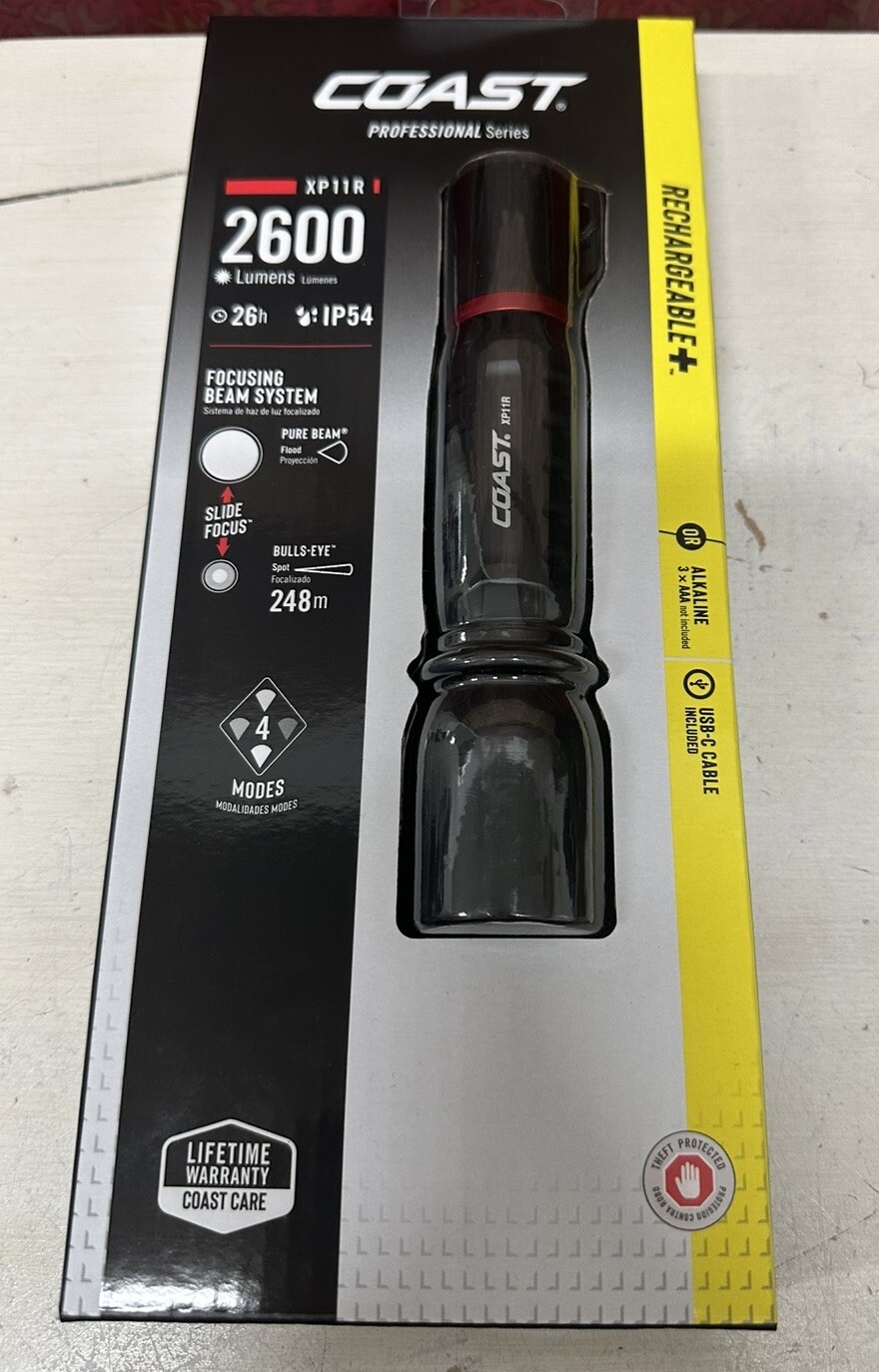 Lampe De Poche Coast XP11R Rechargeable – 2600 Lumens, Focus Réglable