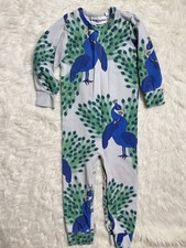 MINI RODINI Organic Baby One-Piece Peacock Printed Romper - Size 80/86 READ   