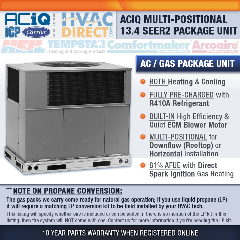4 Ton 13.4 SEER2 115K BTU ACiQ-Heil NG/LP Gas Pack u0026amp; AC Package Unit  System | eBay