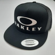 Yupoong Oakley Flat Bill Mesh Snapback Embroidered Baseball Cap Hat Black