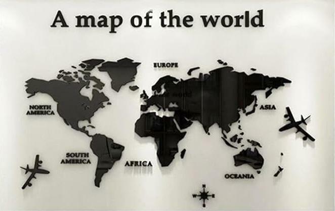 Arte acrílico 3D Arte de pared de alta calidad Pinturas murales Mapas del mun...