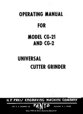 Operating Manual Fits H.P. Preis CG-21 & CG-2 Universal Cutter Grinder Panto