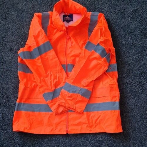 MENS PORTWEST HI VIS VISIBILITY BRIGHT ORANGE XL WATERPROOF OVER JACKET