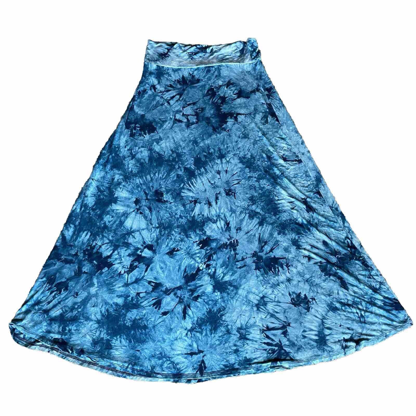 Boho Maxi Skirt Size XXl Womens Beachy Convertible Dress Blue Tie Dye Cover Up-image