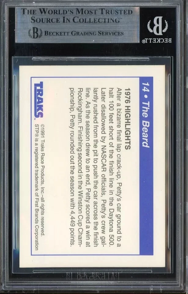 Richard Petty HOF Signed 1991 Traks Nascar Racing #14 AUTO BSA BAS - Image 2 of 2