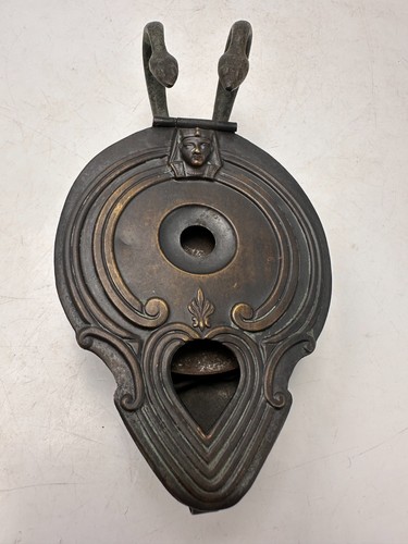 Ancien briquet de table à Méta alcool néo-Egyptien lampe à huile début de siècle - Foto 16 di 17