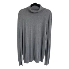 NWT Neiman Marcus Cashmere Silk Turtleneck Sweater Light Gray Mens Size XL