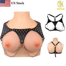 QKKQ Chain PU Leather Corset Lingerie Sexy Bra Waist Cincher for Roleplay