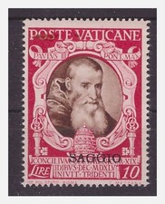 VATICANO 1946 - CONCILIO DI TRENTO  - LIRE  10- SOPRASTAMPA   " SAGGIO "  MNH **