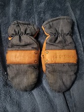 Vintage Wells Lamont Promark Denim  Leather Mittens CT-33 Rare 70s 80s Warm