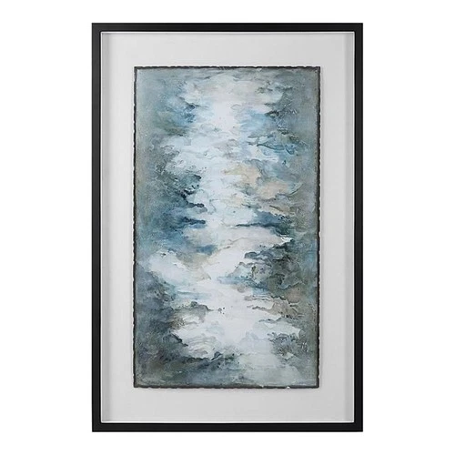Uttermost Lakeside Grande Wood Framed Abstract Print in Blue-green/White - Picture 1 of 7