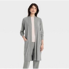 A New Day Women's Open Front Longline Cardigan Ribbed Duster Gray, Small, Comfy