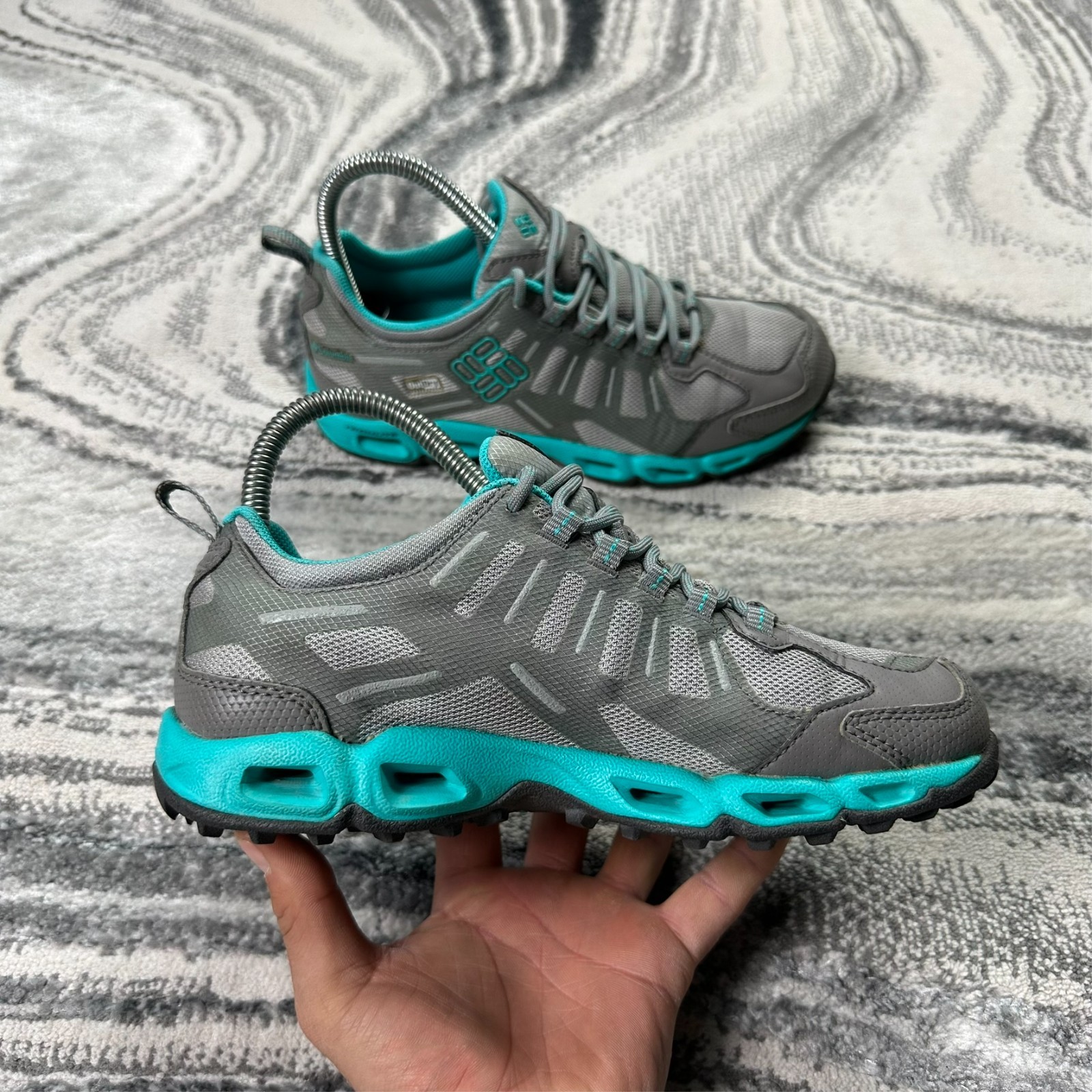 Women's Columbia Ventfreak OutDry Grey Turquoise Size UK 4 Walking Hiking Shoes image 4