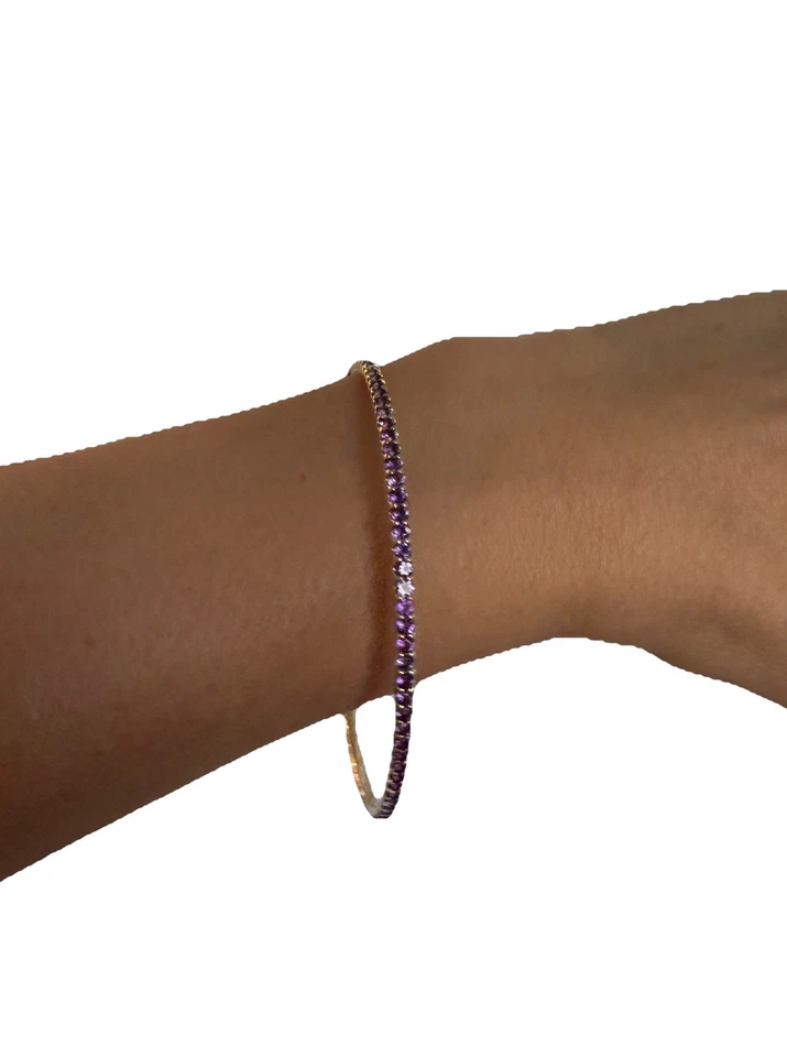 14K 黄金紫水晶手镯 | 95 天然宝石 | 4 克拉以上 | — 第 2/4 张图片